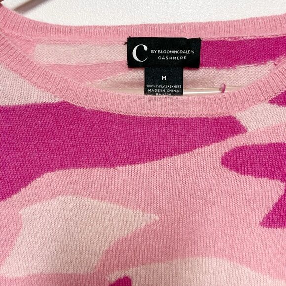 C by Bloomingdale's Pink Cashmere Camouflage Sweater 100% Exclusive Sz M - Picture 6 of 6